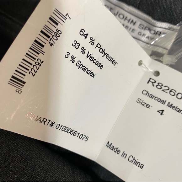 ST. JOHN Pants NEW Strait Leg Size 4 Charcoal Gray Stretch Trouser - Picture 15 of 17
